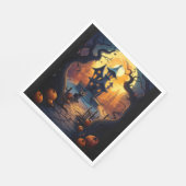 Halloween/Zwarte Kat/Heks/Tovenaar Scheef Huis Servet (Hoek)