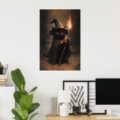 Halloween Zwarte Kat Heks Vintage Print (Thuiskantoor)