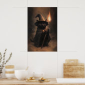 Halloween Zwarte Kat Heks Vintage Print (Keuken)