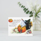 Halloween zwarte kat hekserij briefkaart (Staand voorkant)