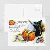 Halloween zwarte kat hekserij briefkaart (Voorkant / Achterkant)