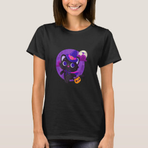 Halloween Zwarte Kat Hocus Pocus Cute Maan Heks Ki T-shirt