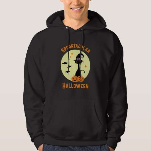Halloween Zwarte Kat Hoodie (Voorkant)