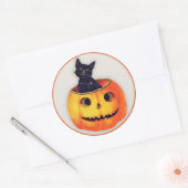  Halloween - Zwarte kat in een Jack O'Lantern Ronde Sticker (Envelop)