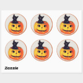  Halloween - Zwarte kat in een Jack O'Lantern Ronde Sticker (Vel)