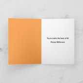 Halloween zwarte kat in gezichtsmasker Humor Feestdagen Kaart (Binnen)