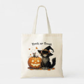 Halloween zwarte kat in heks Pet Trick or treat Tote Bag (Achterkant)