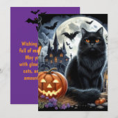 Halloween Zwarte Kat Jack O Lantern  Notitiekaartje (Voorkant / Achterkant)