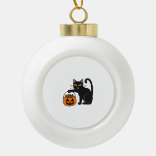 Halloween Zwarte Kat Jack O' Lantern Pompoen Zoete Keramische Bal Ornament
