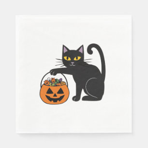 Halloween Zwarte Kat Jack O' Lantern Pompoen Zoete Servet