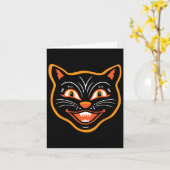 Halloween  zwarte kat kaart (Gele Bloem)