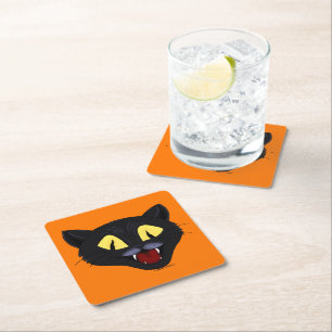 Halloween Zwarte Kat Kartonnen Onderzetters