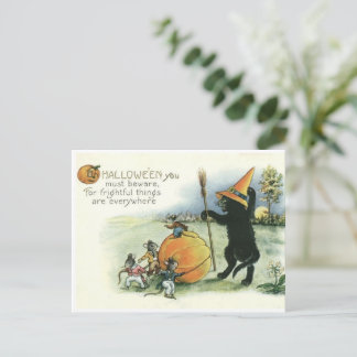 Halloween Zwarte Kat Kitten Muizen Muis Ansichtkaa Briefkaart