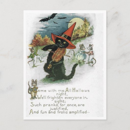 Halloween Zwarte Kat Kitten Muizen Muis Ansichtkaa Briefkaart (Voorkant)