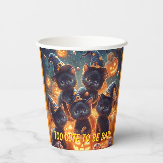 Halloween zwarte kat Kittens Papieren Bekers (Achterkant)