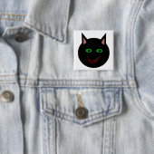 Halloween Zwarte Kat Knop Vierkante Button 5,1 Cm (In situ)