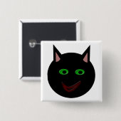 Halloween Zwarte Kat Knop Vierkante Button 5,1 Cm (Voorkant /achterkant)