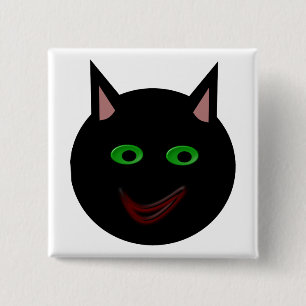 Halloween Zwarte Kat Knop Vierkante Button 5,1 Cm