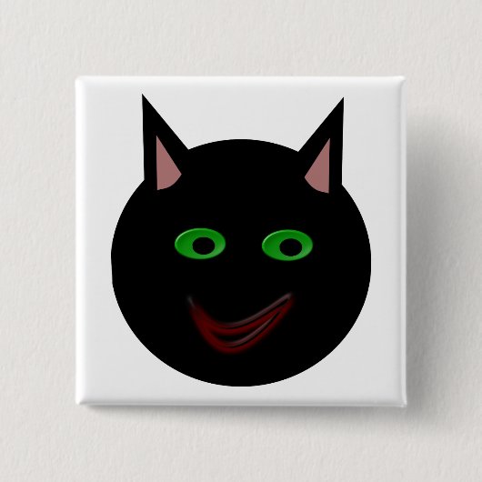 Halloween Zwarte Kat Knop Vierkante Button 5,1 Cm (Voorkant)