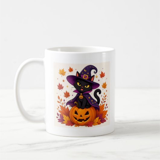 Halloween Zwarte Kat Koffiemok (Links)