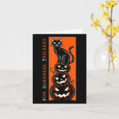 Halloween Zwarte Kat _ Leuke Duisternis Streken - Kaart (Gele Bloem)