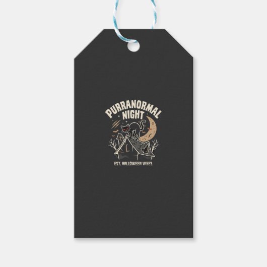 Halloween Zwarte Kat Maan (2) Cadeaulabel (Voorkant)