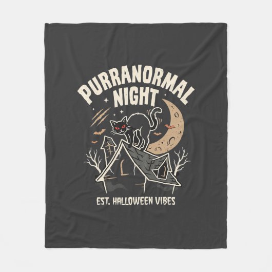 Halloween Zwarte Kat Maan (2) Fleece Deken (Voorkant)