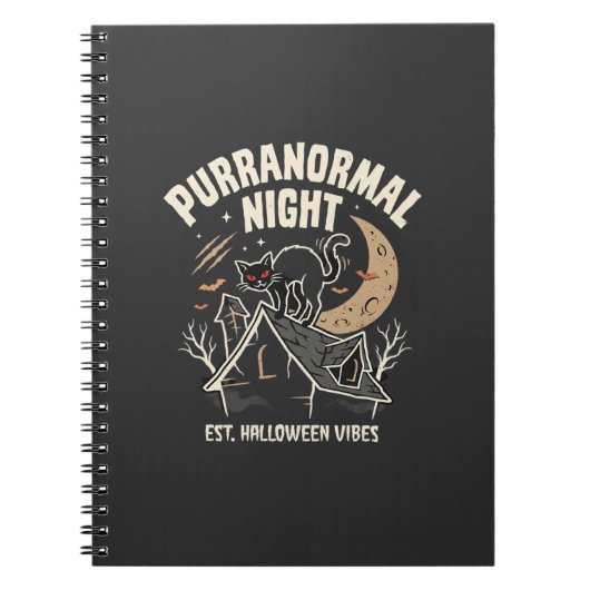 Halloween Zwarte Kat Maan (2) Notitieboek (Voorkant)