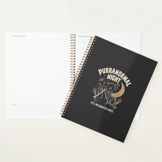 Halloween Zwarte Kat Maan (2) Planner (Display)
