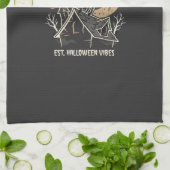 Halloween Zwarte Kat Maan (2) Theedoek (Gevouwen)