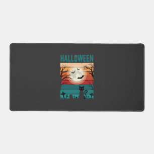 Halloween Zwarte Kat Maan Kerkhof Retro Vector Af Bureaumat