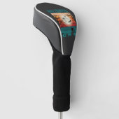 Halloween Zwarte Kat Maan Kerkhof Retro Vector Af Golfheadcover (Schuin)