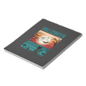 Halloween Zwarte Kat Maan Kerkhof Retro Vector Af Notitieblok (Linkerzijde)