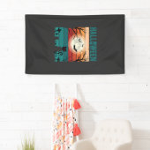 Halloween Zwarte Kat Maan Kerkhof Retro Vector Af Spandoek (Insitu)