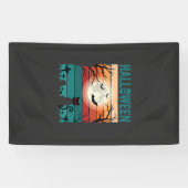 Halloween Zwarte Kat Maan Kerkhof Retro Vector Af Spandoek (Horizontaal)