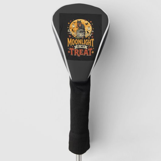 Halloween Zwarte Kat Maan Magie Golfheadcover (Voorkant)