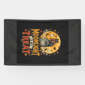 Halloween Zwarte Kat Maan Magie Spandoek (Horizontaal)