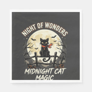 Halloween Zwarte Kat Maanlicht Servet