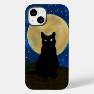 Halloween Zwarte Kat Maanverlichte Silhouet Case-Mate iPhone 14 Hoesje
