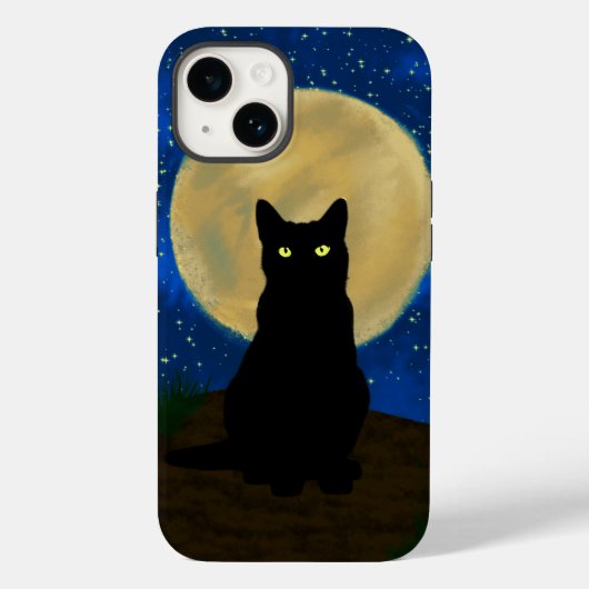 Halloween Zwarte Kat Maanverlichte Silhouet Case-Mate iPhone Case (Achterkant)