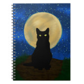 Halloween Zwarte Kat Maanverlichte Silhouet Notitieboek (Voorkant)