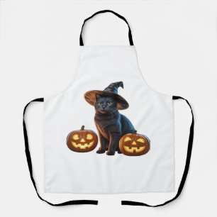 Halloween Zwarte Kat Magie Klassiek T-Shirt Schort