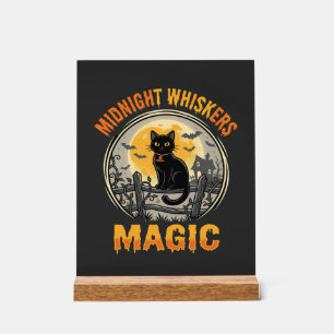 Halloween Zwarte Kat Maneschijn Magie Acryl Bord
