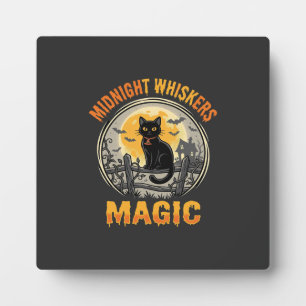 Halloween Zwarte Kat Maneschijn Magie Fotoplaat