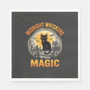 Halloween Zwarte Kat Maneschijn Magie Servet