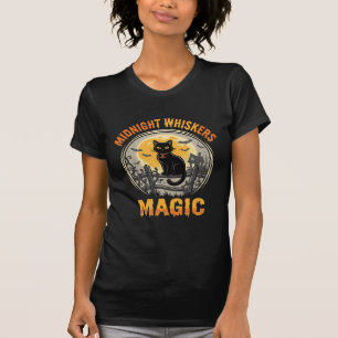 Halloween Zwarte Kat Maneschijn Magie T-shirt