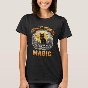Halloween Zwarte Kat Maneschijn Magie T-shirt