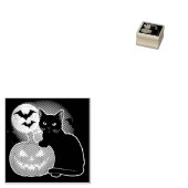 Halloween zwarte kat met pompoen rubberstempel (Gestempeld)