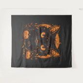 Halloween zwarte kat met pompoenen en maan wandkleed (Voorkant (horizontaal))