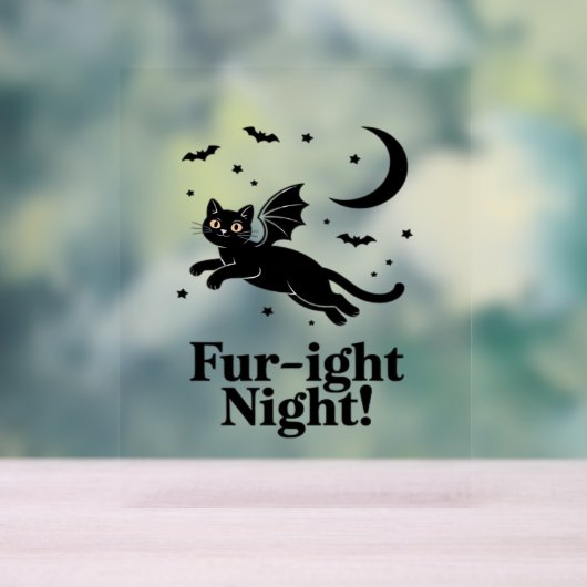 Halloween zwarte kat met vleermuisvleugels Graphic Acryl Bord (Neutraal)